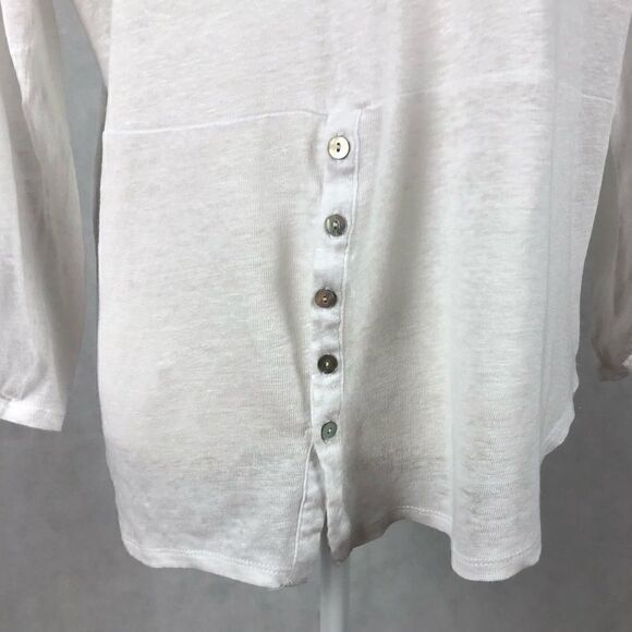 Sz S Adrienne Vittadini 100% Linen White Top - Picture 5 of 7